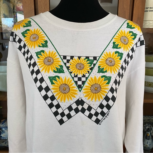 Vintage 90’s Sunflower & Gingham Plaid Sweatshirt from Vicki Melhart - Picture 2 of 7